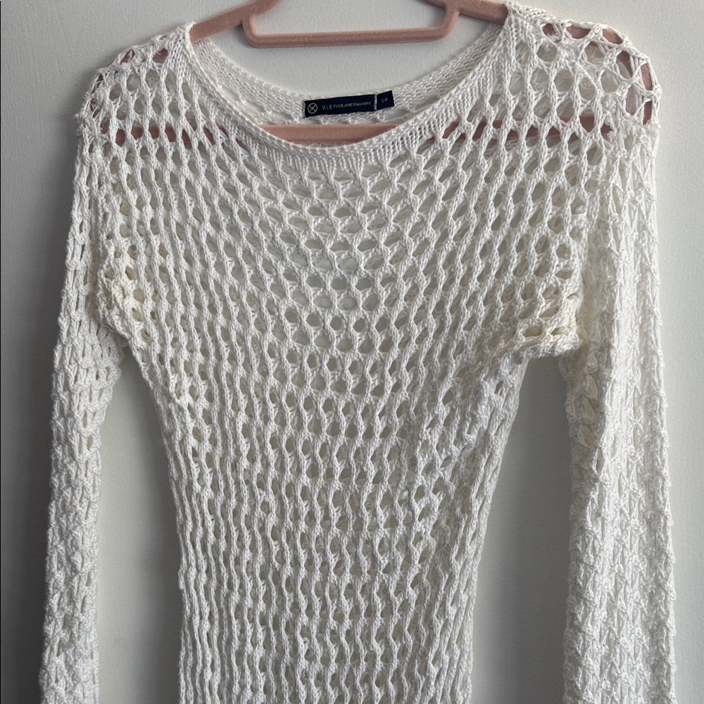 ViX Paula Hermanny Size Small Belle Crochet Knit Long Sleeve Cover-Up Women Swim - Picture 16 of 16